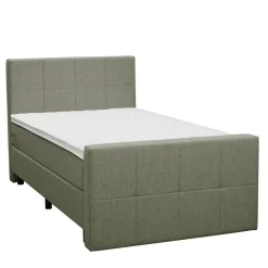 Boxspring met voetbord Liv geblokt - groen - 120x200 cm - ronde poot