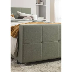 Boxspring met voetbord Liv geblokt - groen - 120x200 cm - ronde poot