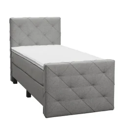 Boxspring met voetbord Liv geruit - lichtgrijs - 90x200 cm - vierkante poot