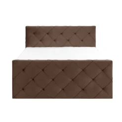 Boxspring met voetbord Liv geruit - bruin - 180x200 cm - slanke poot