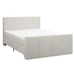 Boxspring met voetbord Liv geblokt - ecru - 180x200 cm - slanke poot
