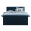 Boxspring met voetbord Liv geblokt - blauw - 160x200 cm - slanke poot