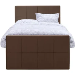 Boxspring met voetbord Liv geblokt - bruin - 120x200 cm - vierkante poot