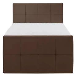 Boxspring met voetbord Liv geblokt - bruin - 120x200 cm - vierkante poot