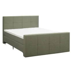 Boxspring met voetbord Liv geblokt - groen - 140x200 cm - slanke poot
