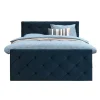 Boxspring met voetbord Liv geruit - blauw - 180x200 cm - ronde poot