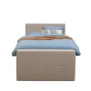 Boxspring met voetbord Liv geblokt - beige - 120x200 cm - ronde poot