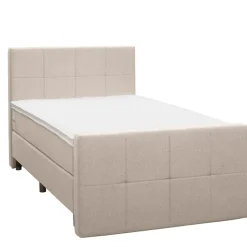 Boxspring met voetbord Liv geblokt - beige - 120x200 cm - ronde poot