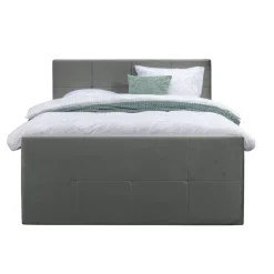 Boxspring met voetbord Liv geblokt - grijs - 160x200 cm - slanke poot