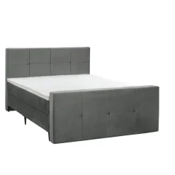 Boxspring met voetbord Liv geblokt - grijs - 160x200 cm - slanke poot