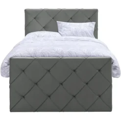 Boxspring met voetbord Liv geruit - grijs - 120x200 cm - slanke poot