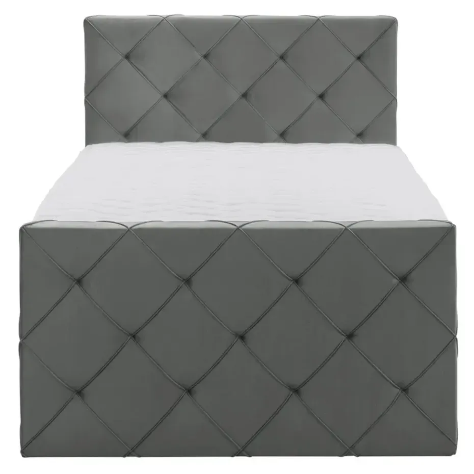 Boxspring met voetbord Liv geruit - grijs - 120x200 cm - slanke poot