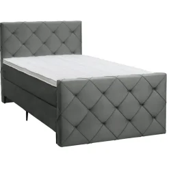 Boxspring met voetbord Liv geruit - grijs - 120x200 cm - slanke poot