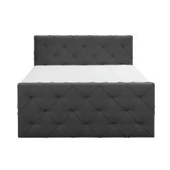 Boxspring met voetbord Liv geruit - antraciet - 180x200 cm - vierkante poot