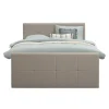 Boxspring met voetbord Liv geblokt - beige - 180x200 cm - slanke poot