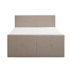 Boxspring met voetbord Liv geblokt - beige - 160x200 cm - ronde poot