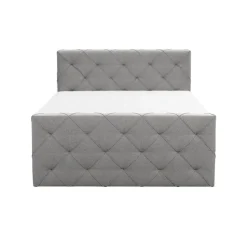 Boxspring met voetbord Liv geruit - lichtgrijs - 160x200 cm - ronde poot