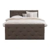 Boxspring met voetbord Liv geruit - donkerbruin - 180x200 cm - vierkante poot
