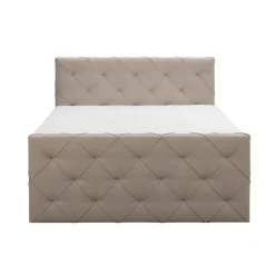 Boxspring met voetbord Liv geruit - beige - 180x200 cm - ronde poot