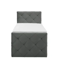 Boxspring met voetbord Liv geruit - grijs - 90x200 cm - ronde poot