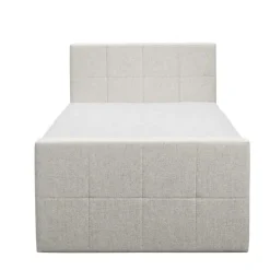 Boxspring met voetbord Liv geblokt - ecru - 120x200 cm - ronde poot