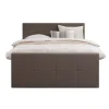 Boxspring met voetbord Liv geblokt - donkerbruin - 180x200 cm - slanke poot