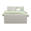 Boxspring met voetbord Liv geblokt - ecru - 160x200 cm - ronde poot