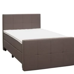 Boxspring met voetbord Liv geblokt - donkerbruin - 120x200 cm - ronde poot