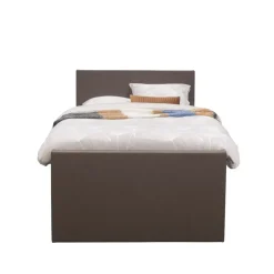 Boxspring met voetbord Liv egaal - donkerbruin - 120x200 cm - slanke poot