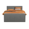 Boxspring met voetbord Liv geblokt - lichtgrijs - 180x200 cm - slanke poot