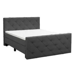 Boxspring met voetbord Liv geruit - antraciet - 160x200 cm - vierkante poot