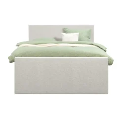 Boxspring met voetbord Liv egaal - ecru - 160x200 cm - slanke poot