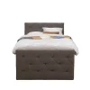 Boxspring met voetbord Liv geruit - donkerbruin - 120x200 cm - ronde poot