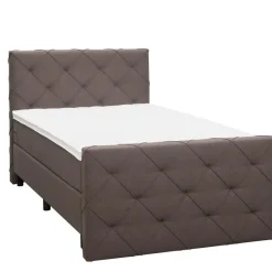 Boxspring met voetbord Liv geruit - donkerbruin - 120x200 cm - ronde poot