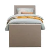 Boxspring met voetbord Liv egaal - beige - 90x200 cm - ronde poot