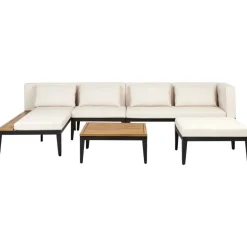 BRACCIANO - Loungeset 4-zits met ottomaan - Lichtbeige - Acaciahout