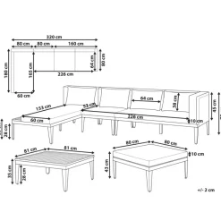 BRACCIANO - Loungeset 4-zits met ottomaan - Lichtbeige - Acaciahout