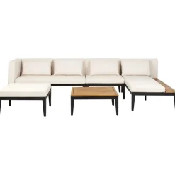 BRACCIANO - Loungeset 4-zits ottomaan - Lichtbeige - Acaciahout