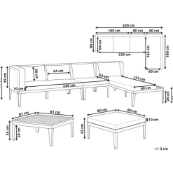 BRACCIANO - Loungeset 4-zits ottomaan - Lichtbeige - Acaciahout