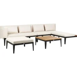 BRACCIANO - Loungeset 4-zits ottomaan - Lichtbeige - Acaciahout