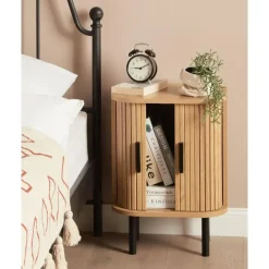 BRADLEY - Nachtkastje - Lichthout/Zwart - MDF