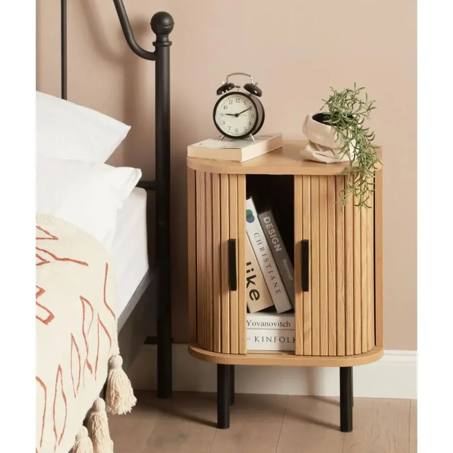 BRADLEY - Nachtkastje - Lichthout/Zwart - MDF