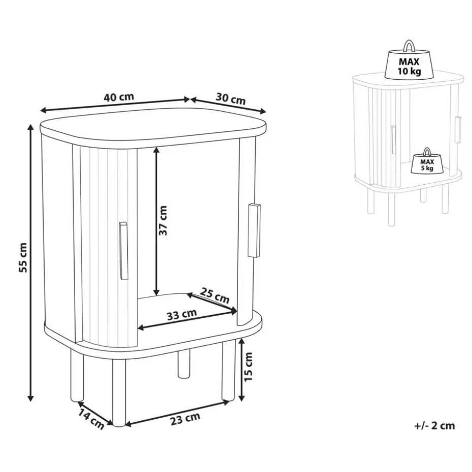 BRADLEY - Nachtkastje - Lichthout/Zwart - MDF