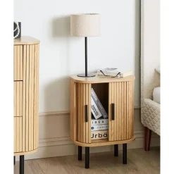 BRADLEY - Nachtkastje - Lichthout/Zwart - MDF