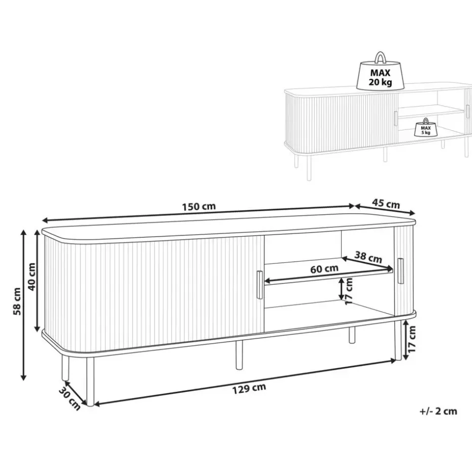 BRADLEY - TV-meubel - Lichthout/Zwart - MDF