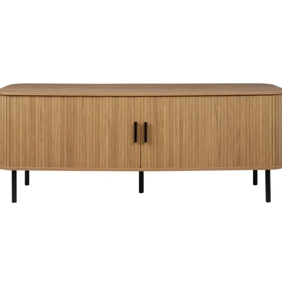 BRADLEY - TV-meubel - Lichthout/Zwart - MDF