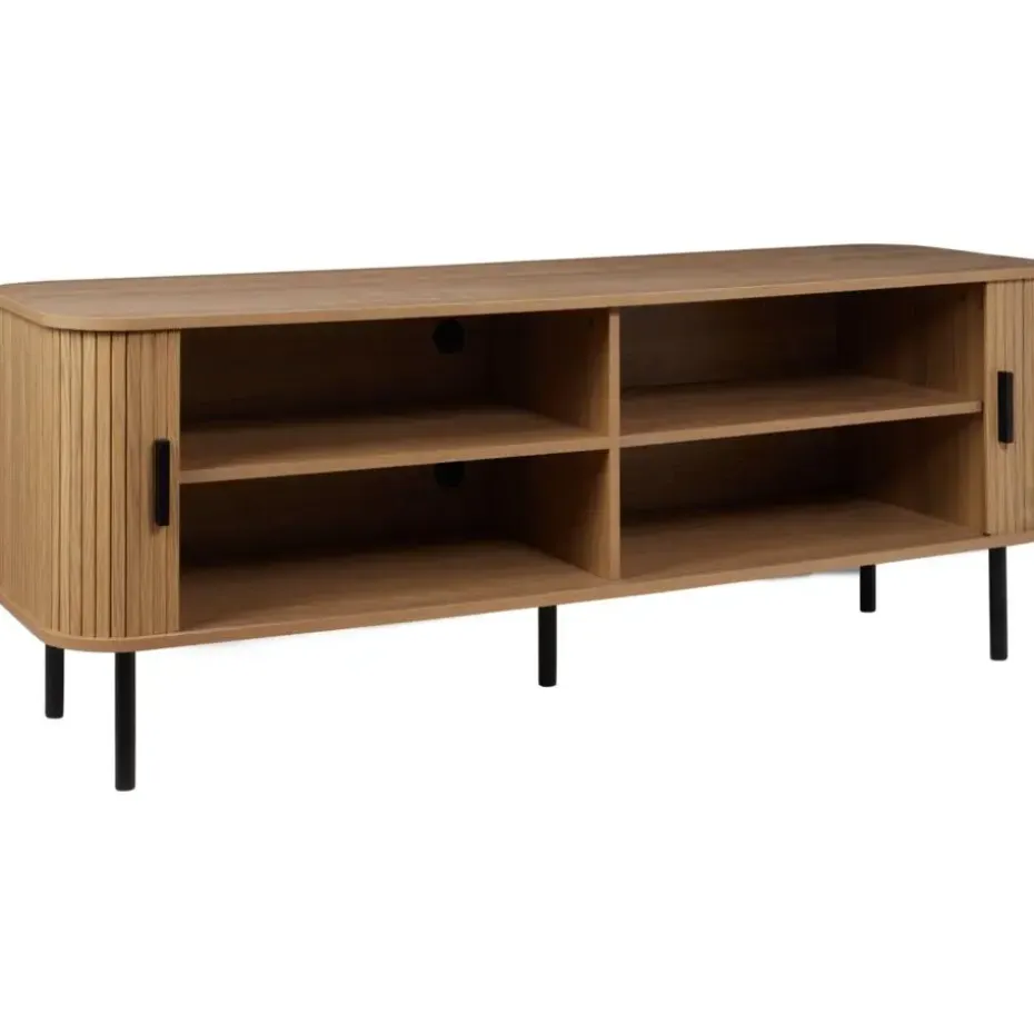 BRADLEY - TV-meubel - Lichthout/Zwart - MDF