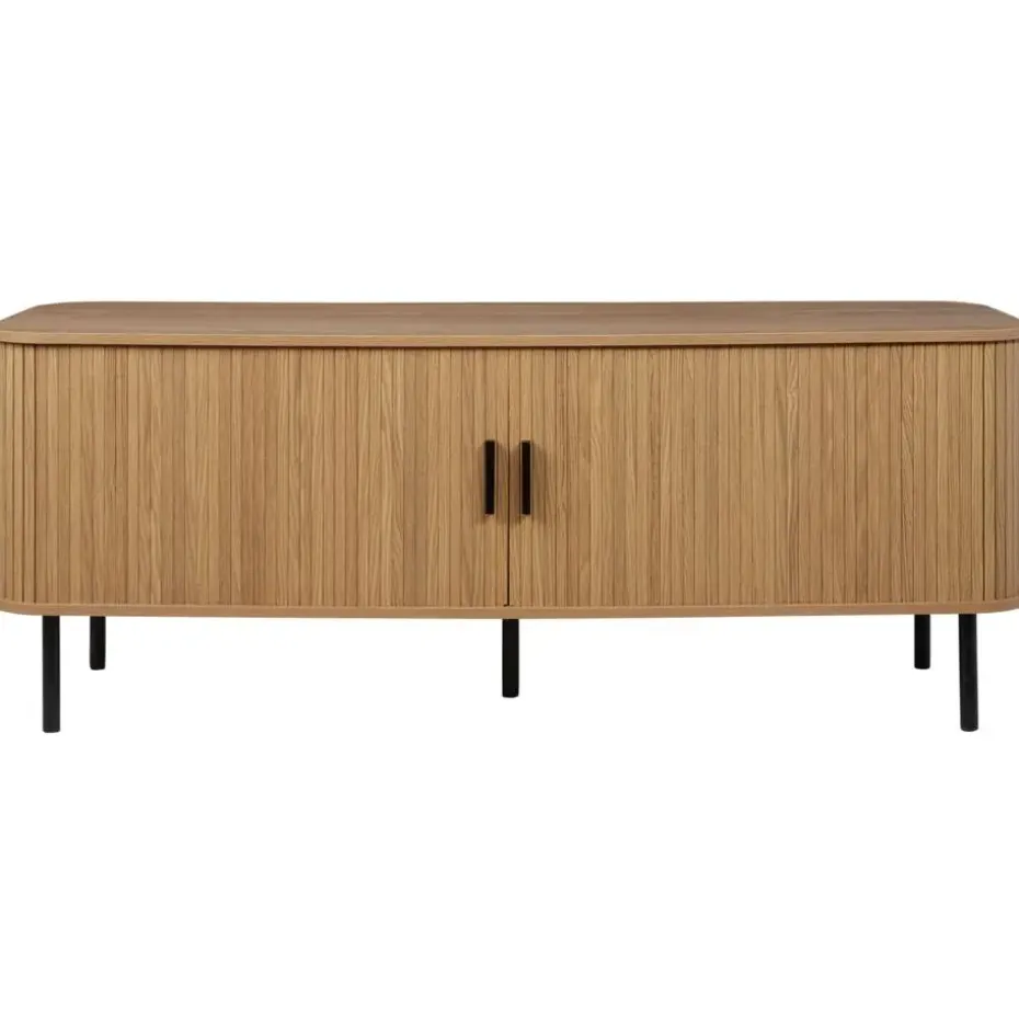 BRADLEY - TV-meubel - Lichthout/Zwart - MDF