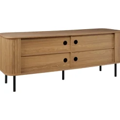 BRADLEY - TV-meubel - Lichthout/Zwart - MDF