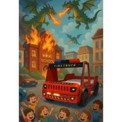 Brandweerbed peuterbed jongensbed rood 90 x 200 cm